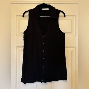 Mango Textured Polo Button Down Vest